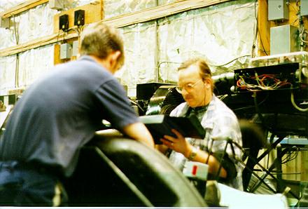 Photo - Technicians working on AMF 83-30 Pinspotter